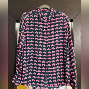 Marimekko Pink & Green Patterned Silk Blouse